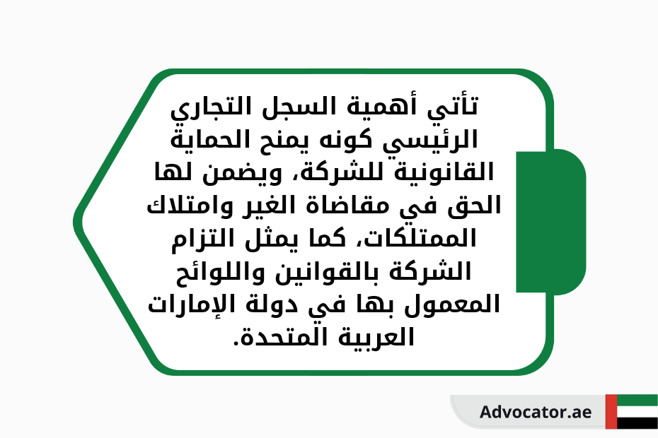 تأتي أهمية السجل التجاري الرئيسي